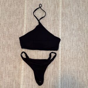 Toast Swim Bikini Halter Top (XS) & Skimpy Bottom (S) in Black